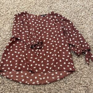 Floral Tie-Sleeve Blouse - Rust